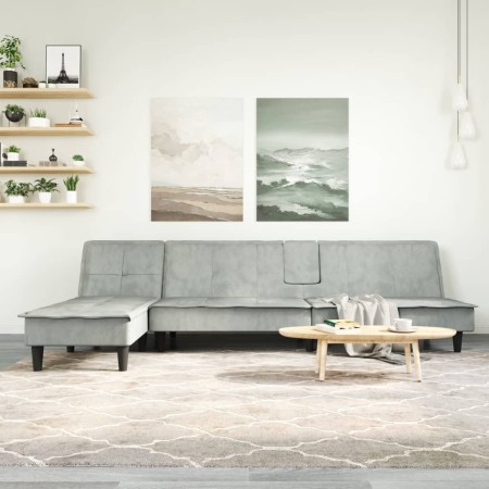L-shaped sofa bed light gray velvet 255x140x70 cm by vidaXL, Sofas - Ref: Foro24-3157260, Price: 406,69 €, Discount: %