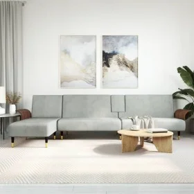 L-förmiges Schlafsofa aus hellgrauem Samt, 279 x 140 x 70 cm von vidaXL, Sofas - Ref: Foro24-3157215, Preis: 482,44 €, Rabatt: %