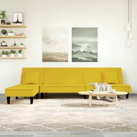 L-förmiges Schlafsofa aus gelbem Samt, 255 x 140 x 70 cm von vidaXL, Sofas - Ref: Foro24-3157255, Preis: 373,27 €, Rabatt: %
