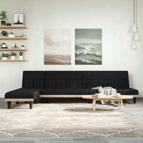 Sofá cama en forma de L tela negro 255x140x70 cm by vidaXL, Sofas - Ref: Foro24-3157228, Price: 392,85 €, Discount: %