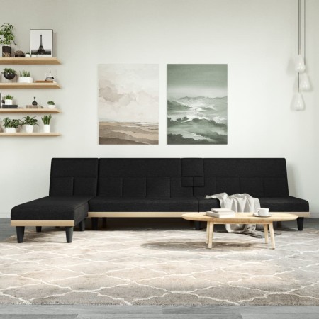 Sofá cama en forma de L tela negro 255x140x70 cm von vidaXL, Sofas - Ref: Foro24-3157228, Preis: 392,85 €, Rabatt: %