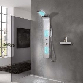 Sistema de panel de ducha acero inoxidable curvo de vidaXL, Boquillas de chorro para bañeras y duchas - Ref: Foro24-142370, P...
