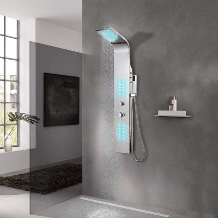 Curved Stainless Steel Shower Panel System by vidaXL, Jet nozzles for bathtubs and showers - Ref: Foro24-142370, Price: 256,2...