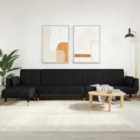 Sofá cama en forma de L terciopelo negro 275x140x70 cm by vidaXL, Sofas - Ref: Foro24-3157209, Price: 499,20 €, Discount: %