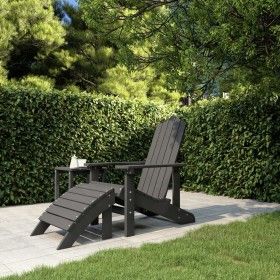 Silla de jardín Adirondack con reposapiés HDPE antracita