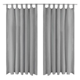 Cortinas de micro-raso con bucles 2 unidades 140x225 cm gris Cortinas de micro-raso con bucles 2 unidades 140x225 cm gris