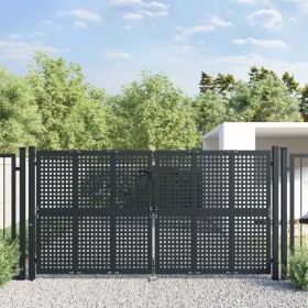 Puerta de jardín acero gris antracita 300x175 cm