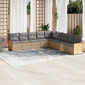 Set de sofás de jardín 9 pzas con cojines ratán sintético beige en Conjuntos de jardín | Comprar online en Foro24