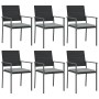 Garden chairs with 6 black synthetic rattan cushions, 54x62.5x89 cm by vidaXL, Garden chairs - Ref: Foro24-3187082, Price: 26...