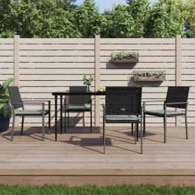 Garden chairs cushions 4 pcs black synthetic rattan 54x62.5x89 cm by vidaXL, Garden chairs - Ref: Foro24-3187081, Price: 173,...