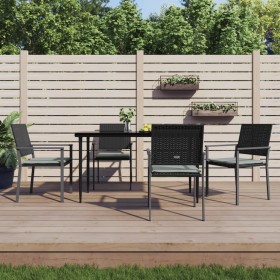 Sillas jardín cojines 4 uds ratán sintético negro 54x62,5x89 cm de vidaXL, Sillas de jardín - Ref: Foro24-3187081, Precio: 17...