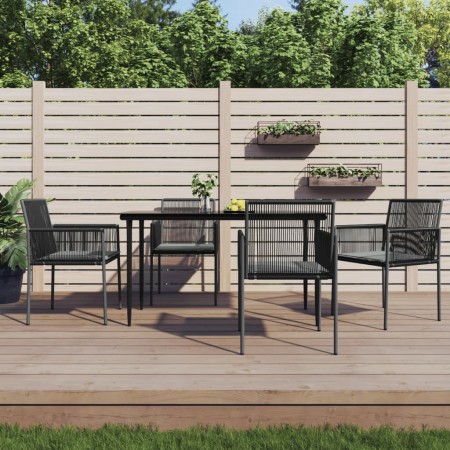 Sillas jardín con cojines 4 uds ratán PE negro 54x60,5x83,5cm by vidaXL, Garden chairs - Ref: Foro24-3187091, Price: 263,85 €...
