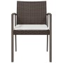 Sillas jardín cojines 4 uds ratán sintético marrón 56,5x57x83cm
