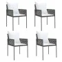 Sillas jardín y cojines 4 uds ratán sintético marrón 54x61x83cm de vidaXL, Sillas de jardín - Ref: Foro24-3187087, Precio: 27...