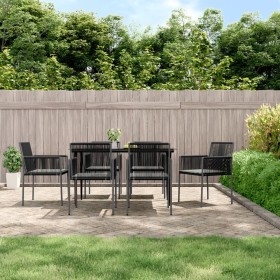 Garden chairs with cushions 6 pcs black PE rattan 54x60.5x83.5cm by vidaXL, Garden chairs - Ref: Foro24-3187092, Price: 392,9...