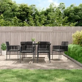 Garden chairs with cushions 6 pcs black PE rattan 54x60.5x83.5cm by vidaXL, Garden chairs - Ref: Foro24-3187092, Price: 419,5...