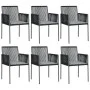 Sillas jardín con cojines 6 uds ratán PE negro 54x60,5x83,5cm de vidaXL, Sillas de jardín - Ref: Foro24-3187092, Precio: 418,...