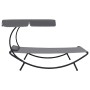 Außenliege mit Baldachin und grauem Kissen von vidaXL, Liegen - Ref: Foro24-48079, Preis: 87,40 €, Rabatt: %