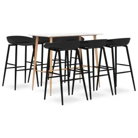 High table and bar stools 7 pieces black and white by vidaXL, Furniture sets for kitchens and dining rooms - Ref: Foro24-3057...