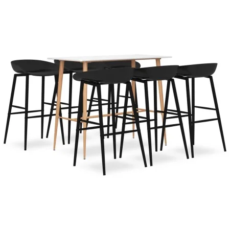 High table and bar stools 7 pieces black and white by vidaXL, Furniture sets for kitchens and dining rooms - Ref: Foro24-3057...