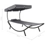 Außenliege mit Baldachin und grauem Kissen von vidaXL, Liegen - Ref: Foro24-48079, Preis: 87,40 €, Rabatt: %