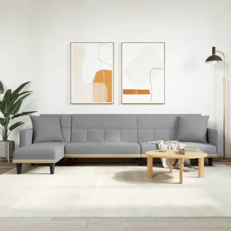 L-shaped sofa bed light gray fabric 275x140x70 cm by vidaXL, Sofas - Ref: Foro24-3157232, Price: 437,09 €, Discount: %