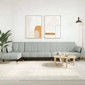 L-förmiges Schlafsofa aus hellgrauem Samt, 275 x 140 x 70 cm von vidaXL, Sofas - Ref: Foro24-3157206, Preis: 454,03 €, Rabatt: %