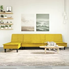 L-förmiges Schlafsofa gelber Samt 255x140x70 cm von vidaXL, Sofas - Ref: Foro24-3157264, Preis: 410,82 €, Rabatt: %