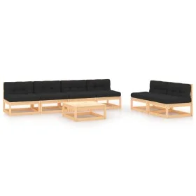 Garden furniture set 7 pieces and cushions solid pine wood by vidaXL, Garden sets - Ref: Foro24-3083740, Price: 611,05 €, Dis...