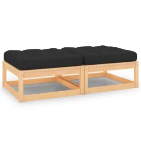 Garden footstool with cushions 2 pcs solid pine wood by vidaXL, Modular outdoor sofas - Ref: Foro24-3083723, Price: 108,63 €,...