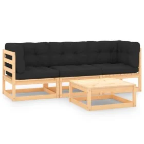 4-piece garden furniture set with solid pine wood cushions by vidaXL, Garden sets - Ref: Foro24-3083742, Price: 268,72 €, Dis...