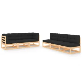 Garden furniture set 6 pieces and cushions solid pine wood by vidaXL, Garden sets - Ref: Foro24-3083759, Price: 530,20 €, Dis...