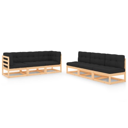 Garden furniture set 6 pieces and cushions solid pine wood by vidaXL, Garden sets - Ref: Foro24-3083759, Price: 534,84 €, Dis...