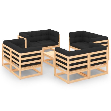 Gartenmöbel-Set 9-teilig und Kissen aus massivem Kiefernholz von vidaXL, Gartensets - Ref: Foro24-3083735, Preis: 743,81 €, R...
