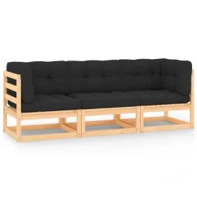 3-teiliges Gartenmöbel-Set mit Kissen aus massivem Kiefernholz von vidaXL, Outdoor-Sofas - Ref: Foro24-3083741, Preis: 233,55...