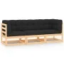 3-piece garden furniture set with solid pine wood cushions by vidaXL, Outdoor sofas - Ref: Foro24-3083741, Price: 233,55 €, D...