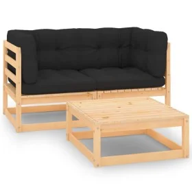 3-teiliges Gartenmöbel-Set mit Kissen aus massivem Kiefernholz von vidaXL, Gartensets - Ref: Foro24-3083727, Preis: 219,11 €,...