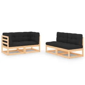4-piece garden furniture set with solid pine wood cushions by vidaXL, Garden sets - Ref: Foro24-3083753, Price: 351,02 €, Dis...