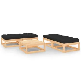 5-teiliges Gartenmöbel-Set mit Kissen aus massivem Kiefernholz von vidaXL, Gartensets - Ref: Foro24-3083725, Preis: 263,56 €,...