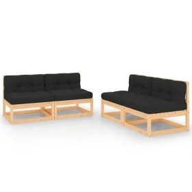 4-teiliges Gartenmöbel-Set mit Kissen aus massivem Kiefernholz von vidaXL, Gartensets - Ref: Foro24-3083729, Preis: 384,33 €,...