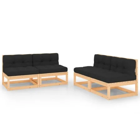 4-teiliges Gartenmöbel-Set mit Kissen aus massivem Kiefernholz von vidaXL, Gartensets - Ref: Foro24-3083729, Preis: 376,31 €,...