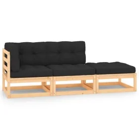 3-piece garden furniture set with solid pine wood cushions by vidaXL, Garden sets - Ref: Foro24-3083771, Price: 218,95 €, Dis...