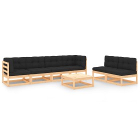 7-piece garden furniture set with solid pine wood cushions by vidaXL, Garden sets - Ref: Foro24-3083758, Price: 588,99 €, Dis...