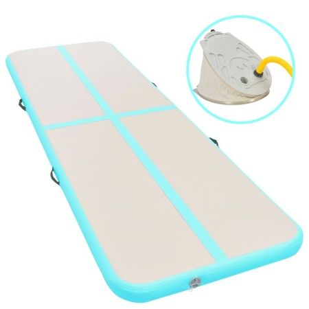 Inflatable gymnastics mat and pump 400x100x10 cm PVC green by vidaXL, Pilates and yoga mats - Ref: Foro24-91917, Price: 161,1...