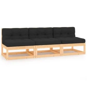 3-piece garden furniture set with solid pine wood cushions by vidaXL, Outdoor sofas - Ref: Foro24-3083737, Price: 257,26 €, D...