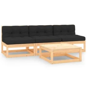 4-teiliges Gartenmöbel-Set mit Kissen aus massivem Kiefernholz von vidaXL, Gartensets - Ref: Foro24-3083738, Preis: 289,84 €,...