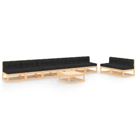 Garden furniture set 9 pieces and cushions solid pine wood by vidaXL, Garden sets - Ref: Foro24-3083748, Price: 837,56 €, Dis...