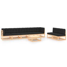 Garden furniture 8 pieces and cushions solid pine wood by vidaXL, Garden sets - Ref: Foro24-3083762, Price: 688,93 €, Discoun...
