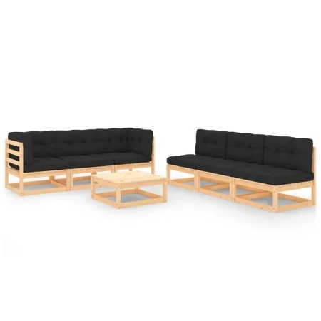 Gartenmöbel-Set 7-teilig und Kissen aus massivem Kiefernholz von vidaXL, Gartensets - Ref: Foro24-3083760, Preis: 591,33 €, R...
