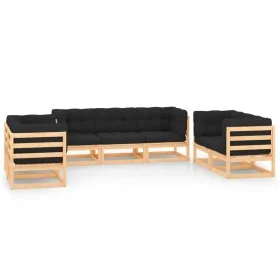 Gartenmöbel-Set 7-teilig und Kissen aus massivem Kiefernholz von vidaXL, Gartensets - Ref: Foro24-3083767, Preis: 600,47 €, R...